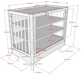 Biela detská komoda z bukového dreva s prebaľovacím pultom 100x95x55 cm Forrest – Vipack