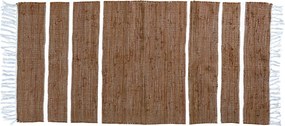Hnedý bavlnený koberec so pruhmi a strapcami Rag walnut - 70*160 cm