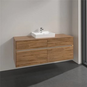 VILLEROY &amp; BOCH Collaro závesná skrinka pod umývadlo na dosku (umývadlo v strede), 4 zásuvky, s LED osvetlením, 1400 x 500 x 548 mm, Oak Kansas, C073B0RH