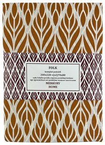 Obliečky Folk bavlna ecru/horčicová 220x200 + (2) 70x80 Merkury Home
