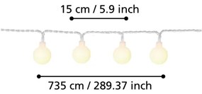 Eglo 900239 - LED Vonkajšia dekoračná reťaz LIBISA 50xLED/0,066W/4,5V IP44