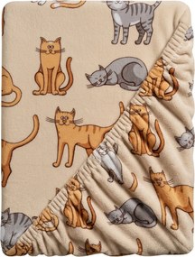 Plachta mikroplyš COLORED CATS 200x200 cm krémová