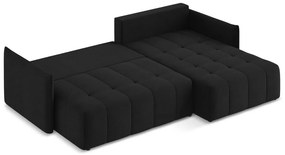 Čierna rozkladacia/s úložným priestorom rohová pohovka (pravý roh/s leňoškou) Moku – Makamii