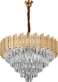 Toolight Toolight, krištáľové závesné svietidlo 50cm, 7xE14, G050-CP, zlatá, OSW-08944