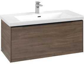 VILLEROY &amp; BOCH Subway 3.0 závesná skrinka pod umývadlo, 1 zásuvka, s LED osvetlením, 973 x 478 x 429 mm, Arizona Oak, C569L1VH