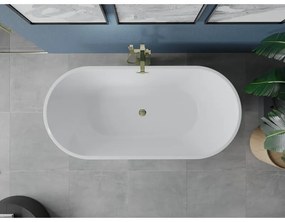 Mexen Luna, voľne stojaca vaňa 170 x 80 cm, biela, zlatý lesklý prepad, 52031708000-50