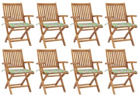 Skladacie záhradné stoličky s podložkami 8 ks tíkový masív 3072789