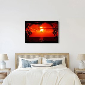 Obraz - západ slnka s lietadlom (90x60 cm)