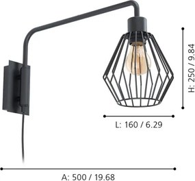 Eglo 99349 - Nástenné svietidlo TABILLANO 1xE27/40W/230V
