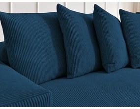 Modrá menčestrová rozkladacia/s úložným priestorom rohová pohovka Voltaire – Bobochic Paris