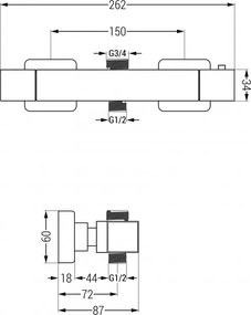 Mexen CUBE termostatická batéria s horným pripojením, biela, 77250-20