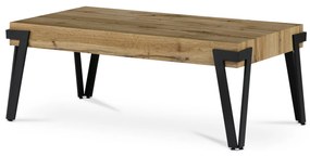 Autronic - Konferenčný stolík, 112x62x43 cm, doska MDF, dekor divoký dub, kov - čierny mat - AHG-263 OAK