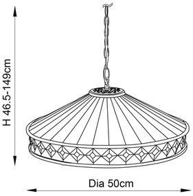 Endon 64147 - Závesný luster na reťazi Tiffany FARGO 1xE27/60W/230V priemer 50 cm