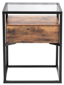 Príručný stolík VASAGLE s priemyselným dizajnom zo skla LET04BX
