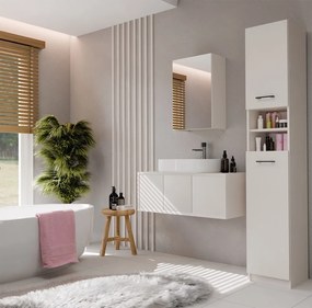 Závesná kúpeľňová skrinka so zrkadlom POLA 1DL kašmírová