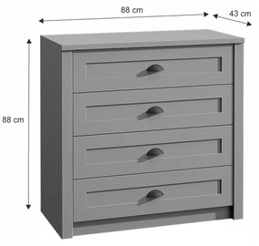 Zásuvková komoda Provance K4 - sivá