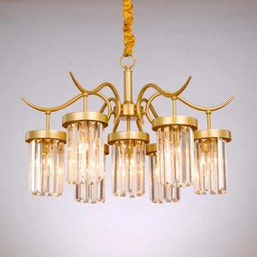 Toolight - Krištáľové závesné svietidlo 7xE27 60W, zlatá, OSW-08915