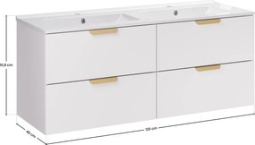 Závesná skrinka Aster Lava so zápustnými umývadlami 120 cm biela