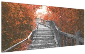 Obraz - Schody v prírode, oranžová (120x50 cm)