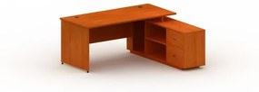 Kancelársky stôl so skrinkou MIRELLI A+ 1600 x 1600 mm, pravý, čerešňa