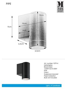 Nástenné vonkajšie svietidlo (výška 13 cm) Pipe - Markslöjd