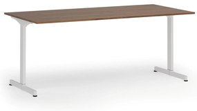 Kancelársky stôl PRIMO BETA, 180x90 cm, biela podnož, orech
