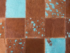 Kožený koberec 80 x 150 cm hnedá/modrá ALIAGA Beliani