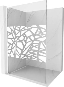 Mexen Kioto L, sprchová zástena Walk-In 70 x 200 cm, 8mm číre sklo biely vzor, biely profil, 800-070-103-20-85