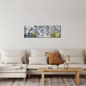 Obraz - Geometrický obrazec (s hodinami) (90x30 cm)