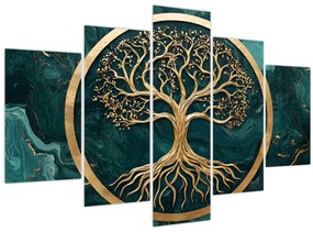 Obraz – Zlatý strom života v mramore (150x105 cm)