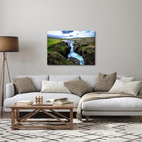 Obraz vodopádu medzi skalami (70x50 cm)