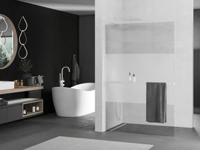 Mexen Kioto+ L, sprchová zástena Walk-In s poličkou a vešiakom 80 x 200 cm, 8mm číre sklo-námraza, biely profil, 800-080-123-20-35