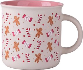 Keramický biely hrnček s perníčkami Clayre & Eef - 10 * 9 * 7 cm / 380ml
