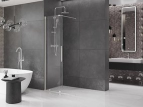 Mexen Velar, sprchová zástena s posuvnými dverami Walk-in 80 x 200 cm, 8mm číre sklo, brúsená oceľ, 871-080-000-03-97