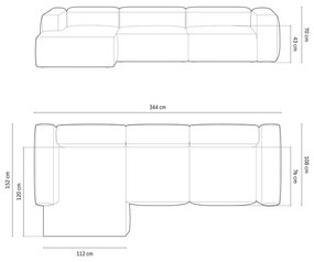 Sivomodrá menčestrová rohová pohovka (ľavý roh/s leňoškou) Bergano – Cosmopolitan Design