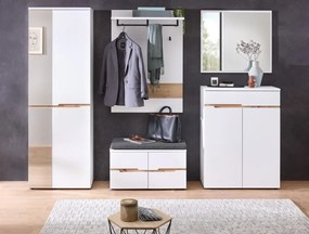 Predsieňová šatníková skriňa so zrkadlom emphis, 65 cm, biela/dub artisan