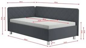 Čalúnená válenda s úložným priestorom a matracom EMILE 110x200 cm sivá