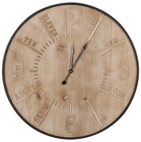 Nástenné hodiny ø 60 cm svetlé drevo DOLE Beliani