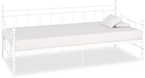vidaXL Rám dennej postele biely kovový 90x200 cm