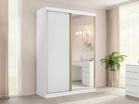 Šatníková skriňa so zrkadlom Razimo 2D, Farby: Biely velvet