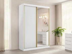 Šatníková skriňa so zrkadlom Razimo 2D, Farby: Biely velvet