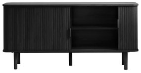 Čierna nízka komoda v dekore duba s posuvnými dverami 76x160 cm Cavo – Unique Furniture
