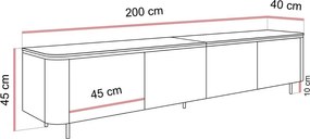 TV STOLÍK JULIEN 2 KAŠMÍR + ZLATÝ LED 200 cm