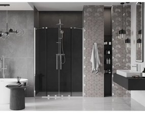 Mexen Velar Duo, posuvné sprchové dvere do otvoru 160 cm, 8mm šedé sklo, chrómová, 871-160-000-42-01