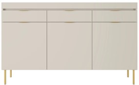 Komoda Sentia 157 cm s 3 zásuvkami - kašmírová / zlatá