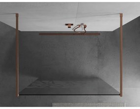 Mexen Kioto, sprchová zástena Walk-In 110 x 200 cm, 8mm číre sklo biely vzor, medený matný profil, 800-110-002-65-85