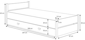 JEDNOLÔŽKOVÁ POSTEĽ MONTY 90x200 S MATRACOM A ROŠTOM + ÚLOŽNÝ PRIESTOR