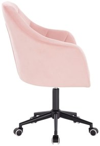 LuxuryForm DESIGN Kreslo ROMA VELUR na čiernej podstave s kolieskami - svetlo ružové