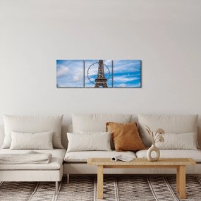 Obraz - Eiffelova veža (s hodinami) (90x30 cm)