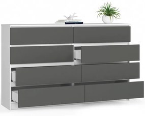 Komoda K160 8SZ CLP biela / sivá